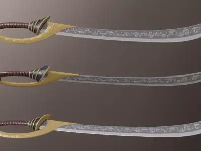 Sword three different swords Low-poly 3D model