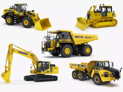 Collection Midsize Construction Machines Komatsu 3D model