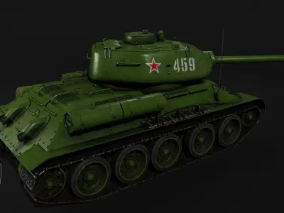 Soviet Medium Tank T-34-85 with D-5T gun Free low-poly 3D model