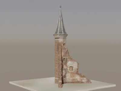 Rudimentary Brick Ruin Tower 3D model