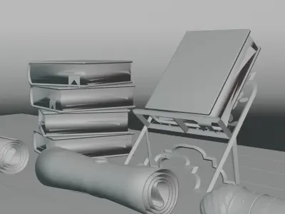 Old books set scene Low-poly 3D model