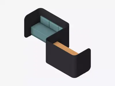 Booth - Simplicity - S Curve - Ottoman Combo Low-poly 3D model
