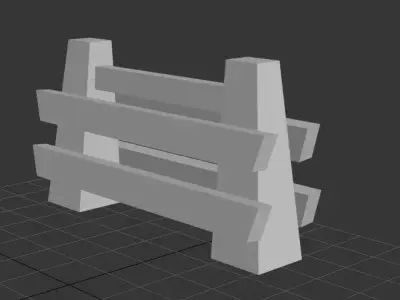retro warning traffic fence Low-poly 3D model