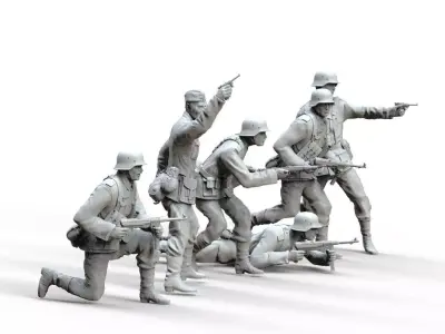 German officer and German soldiers 3D print model purchase