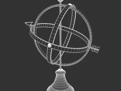  Brushed Brass Arrow Globe Sculpture Home Decor Model 