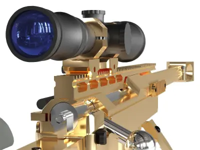 Sniper Rifle PGM Hecate Low-poly 3D model