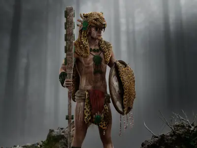 Mayan Warrior Low-poly 3D model