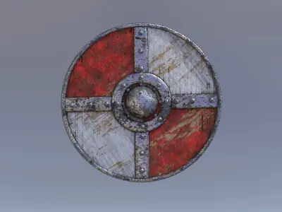 Shields sword in sky Low-poly 3D model