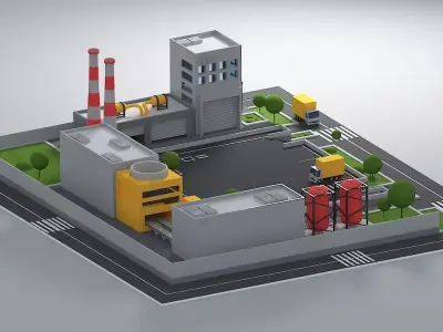 Autographic 3D Factory  Low-poly 3D model