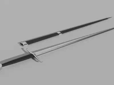 Longsword sword and dagger Low-poly 3D model