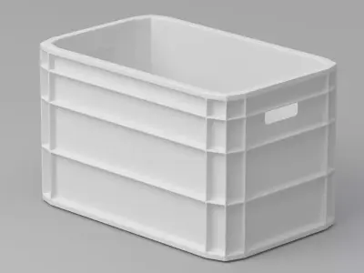 Portable Plastic Crate white 3D model