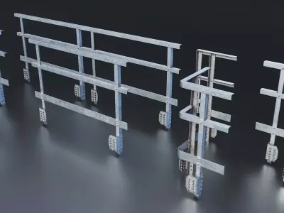 Modular Metal Guardrail Set Low-poly 3D model