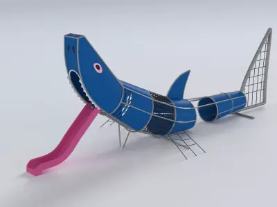 Childrens playground shark 3d model Low-poly 3D model