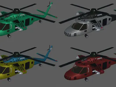Helicopter Low-poly 3D model 12