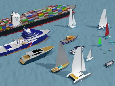 Boats Pack Free low-poly 3D model