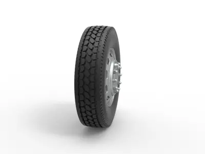 10 Triangular Hole Front wheel of semi truck V2 Scale 1 to 25 3D print model