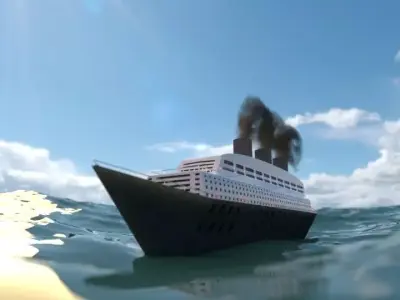 Ship in the ocean 3D model