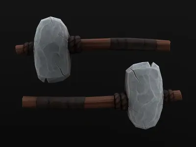 Stylized Primitive Axe Low-poly 3D model