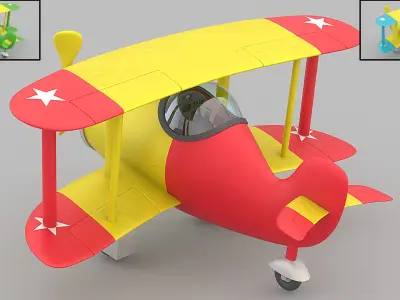 Cartoon airplane  Low-poly 3D model