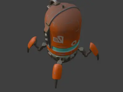 Futuristic Robotic Machine Game-Ready 3D Model with PBR Textures Low-poly 3D model