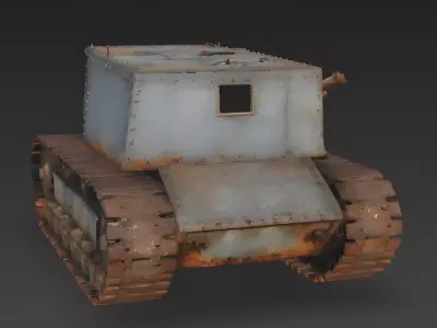 WWI German Box Tank Ruin 3D Model 3D Model Low-poly 3D model