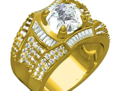 Antique Vintage Style Cocktail Ring for Men 3D print model