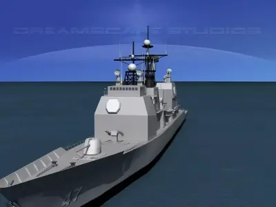 Ticonderoga Class Cruiser CG53 USS Mobile Bay 3D model