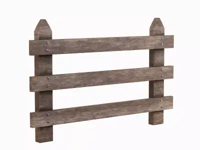 Rustic Wooden Fence 02 Low-poly 3D model