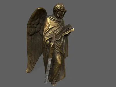 Old Man Statue Low-poly 3D model 6