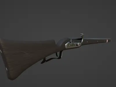 1480 Matchlock Arquebus Long Rifle Low-poly 3D model