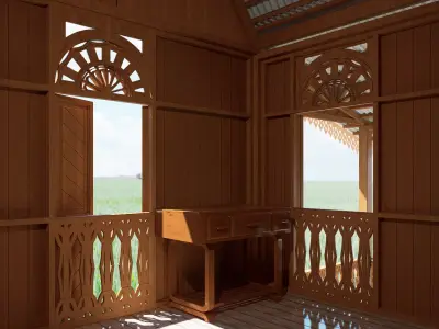 Antique Timber Drawer With Legging Carpentered Craft Malaysia 3D model