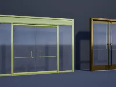 Commercial Glass Doors Low-poly 3D model