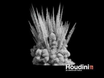 Houdini - Shrapnel Explosion Low-poly 3D model