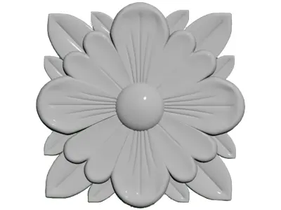 Golden Flower Ornament - 3D Decorative Flower Free 3D model