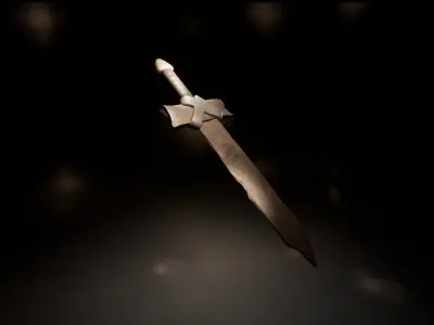 Training wooden sword Low-poly 3D model