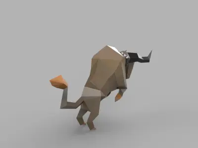 Cartoon Animal buffalo Low-poly 3D model