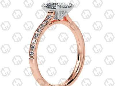 Ring 78 Princess Shape and princess on shanks with Gems 3D print model