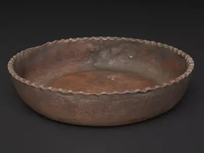 Rustic Clay Plate Low-poly 3D model