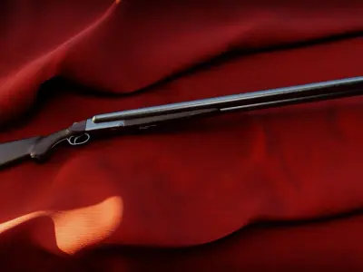 Double barrel shotgun Low-poly 3D model 2
