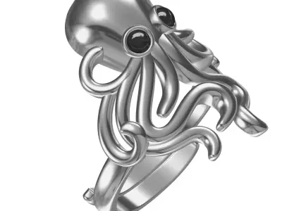 Antique Octopus Hip Hop Ring 3D print model