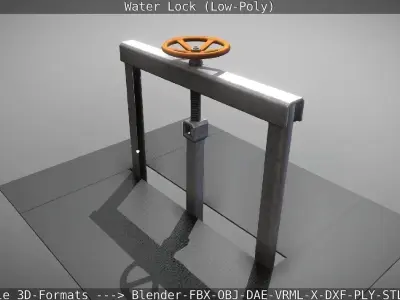 Animated Water Sluice Gate Low-Poly Low-poly 3D model