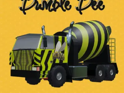 Bumble Bee Contrete Mixer Low-poly 3D model