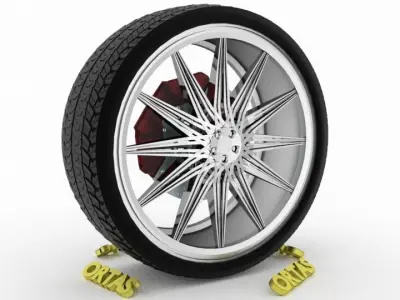ORTAS CAR WHEEL RIM 123 GAME READY WHEEL RIM TIRE 3D model