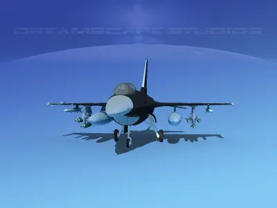 Gen Dyn F-16A Falcon V22 USAF 3D model