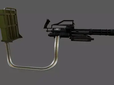 MINIGUN  M134 with ammunition backpack Low-poly 3D model