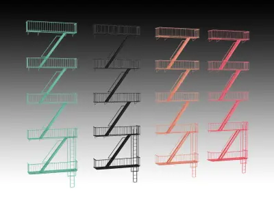 Emergency Fire Escape Stairs 3d model Low-poly 3D model