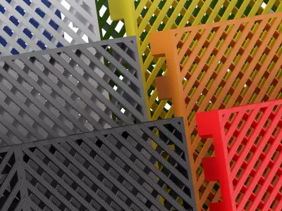 Display with modular plastic flooring 2 3D model