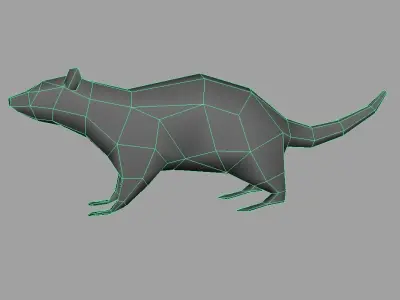 Low Poly Rat model cat Low-poly 3D model