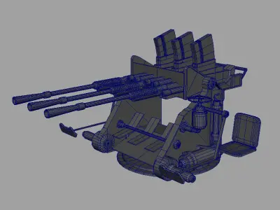 Japanese battleship machine gun of World War 2 Free 3D model