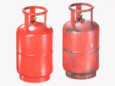 Red LPG Gas Cylinder Low-poly 3D model